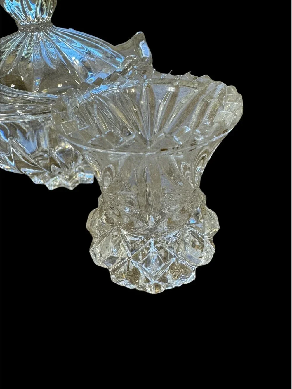 Lot Of Crystal Bud Vases & Covered Dish Bundle.